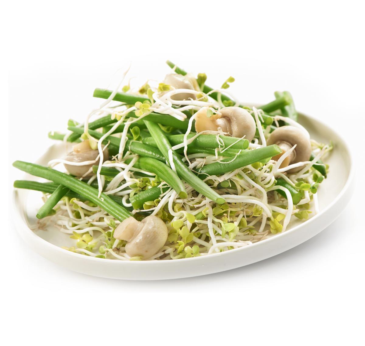 Salada de moyashi com cogumelos frescos 