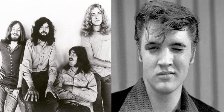 Como foi o encontro de Elvis Presley com a banda Led Zeppelin? 