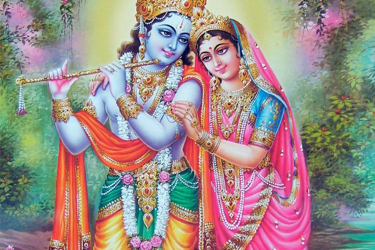 Deuses hindus Krishna e Radha