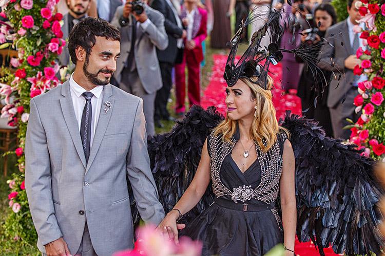Fedora e Leozinho se casando na novela Haja Coração