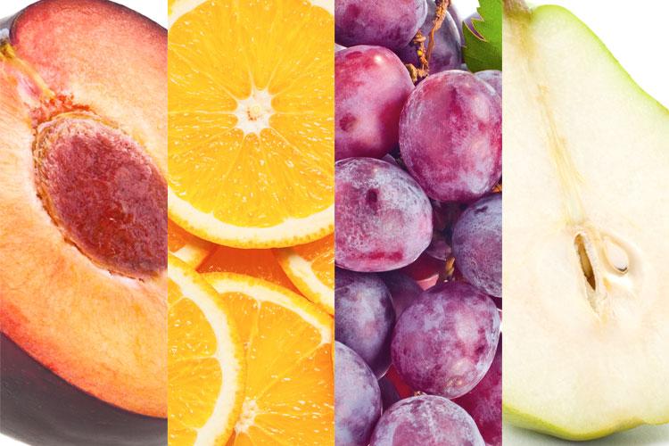 ameixa, laranja, uva e pera contra idade