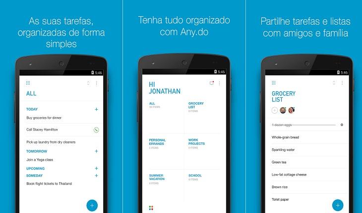 print de tela smartphone android aplicativos ajudar na organização dia a dia anydo