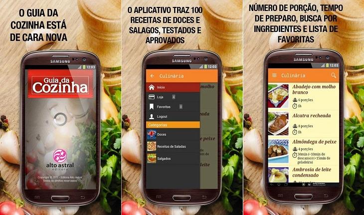 print de tela smartphone android aplicativos aprender novas receitas guia da cozinha