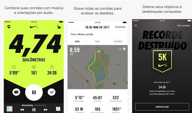 print de tela smartphone apple aplicativos monitorar atividades físicas nike running