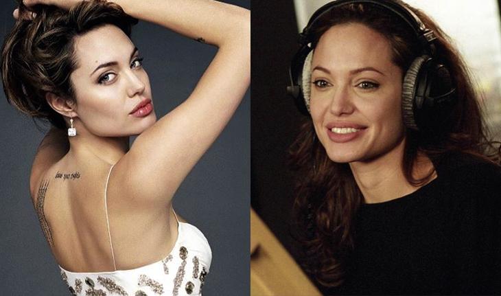 Angelina Jolie com e sem maquiagem