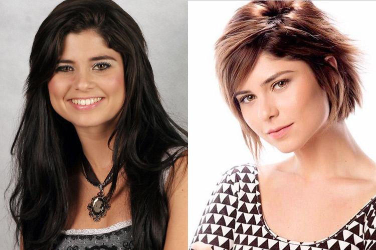 Antes e depois de Julianne Trevisol com cabelo que emagrece