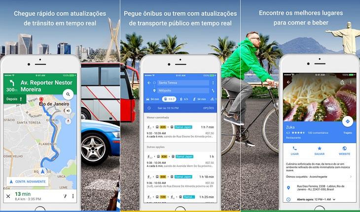 print de tela smartphone apple aplicativos para viagem google maps
