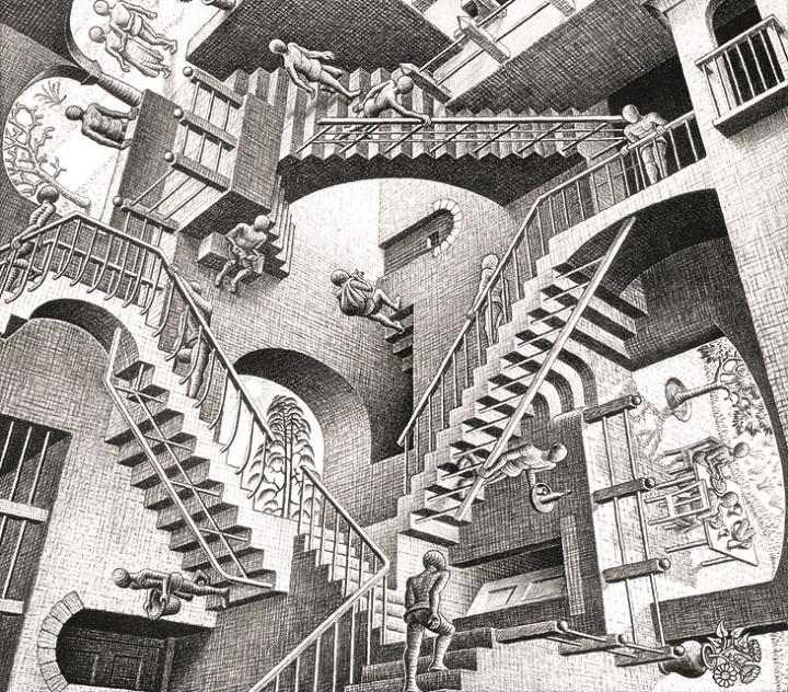Maurits Cornelius Escher escadas relativity ilusao otica
