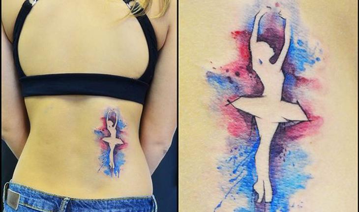 tatuagem aquarela de bailarina
