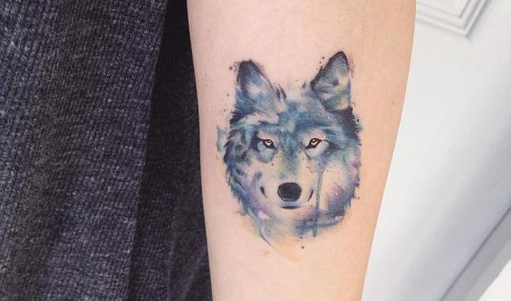 tatuagem aquarela de lobo
