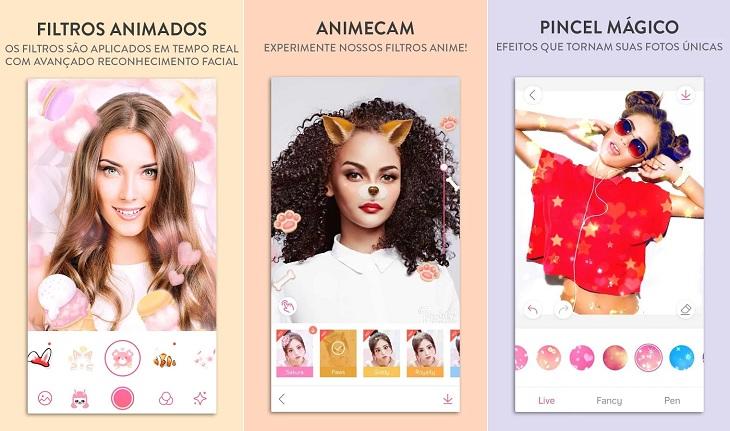 print de tela smartphone android aplicativos editar selfies beauty plus