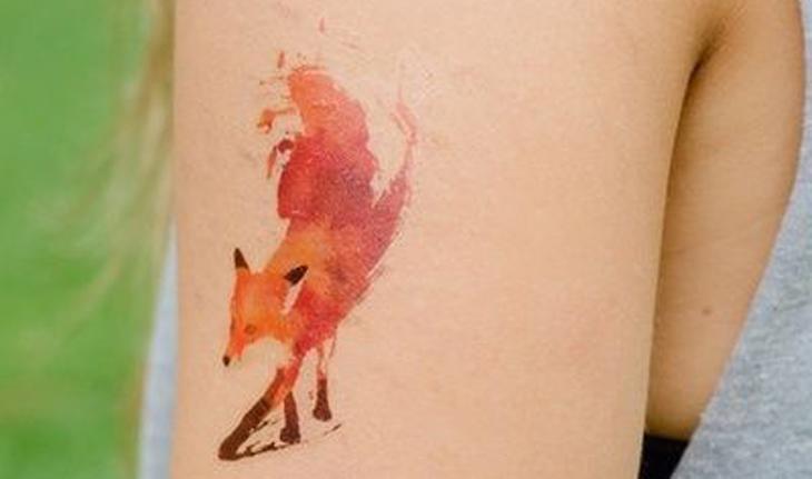 tatuagem aquarela de raposa