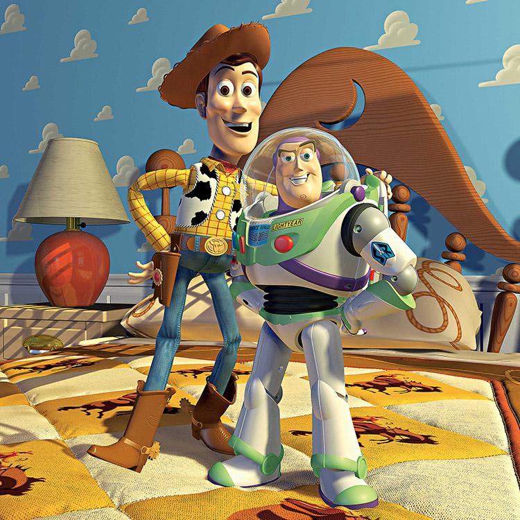 Toy Story, filme, Woody, Buzz Lightyear, abraçados