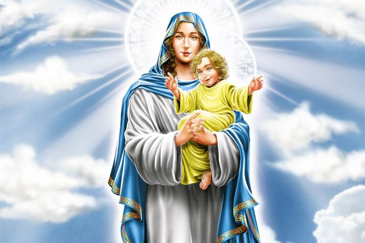 Maria mae de Deus com Jesus no colo