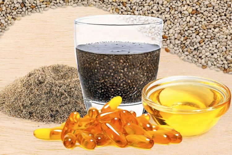 benefícios da chia em cápsula, óleo e farinha