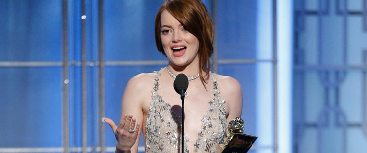 Globo de Ouro 2017 Emma Stone agradece prêmio