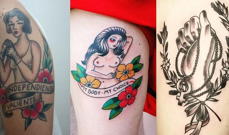Seleção de tatuagens grandes feminismo