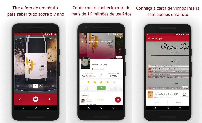 print de tela smartphone android aplicativos culinaria para ajudar na cozinha vivino scanner de vinho