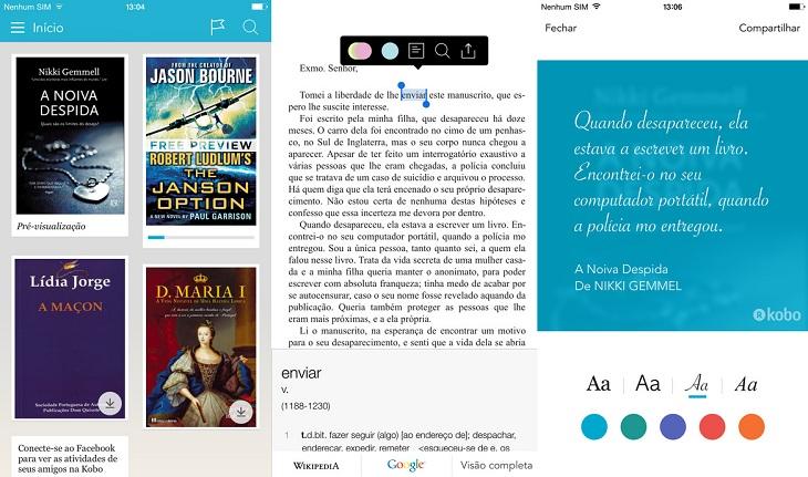 print de tela smartphone apple aplicativos para se informar kobo livraria