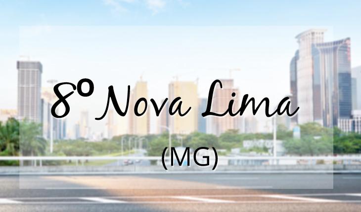 Imagem com cidade ao fundo, escrito Nova Lima à frente