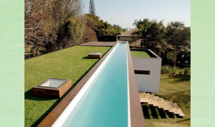 Telhado verde. Foto de um teto verde com uma piscina