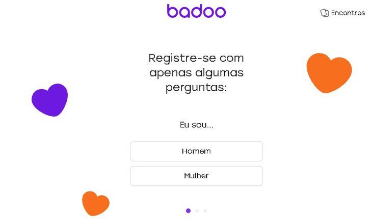 print de tela do site de rede social de relacionamentos Badoo