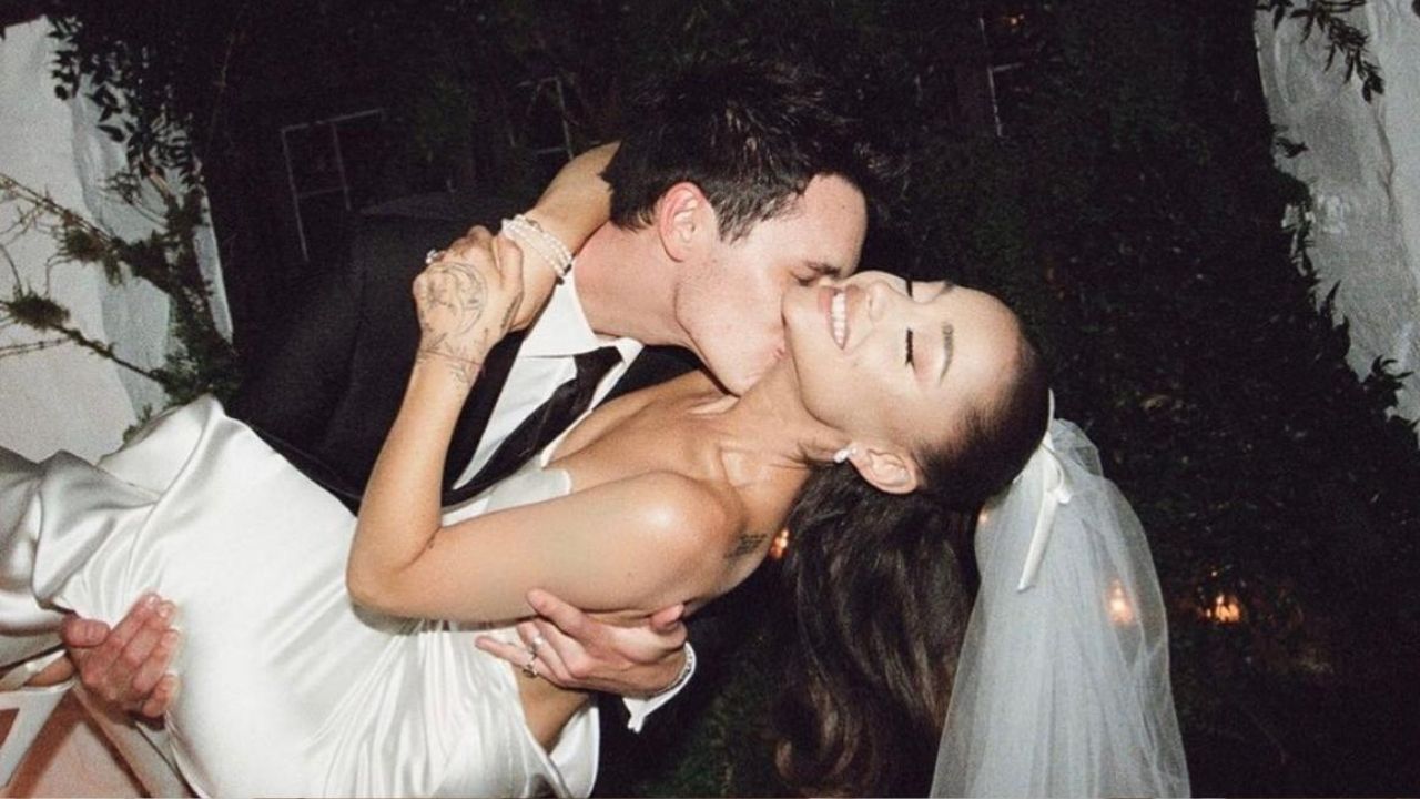 Casamento secreto: confira detalhes do vestido usado por Ariana Grande
