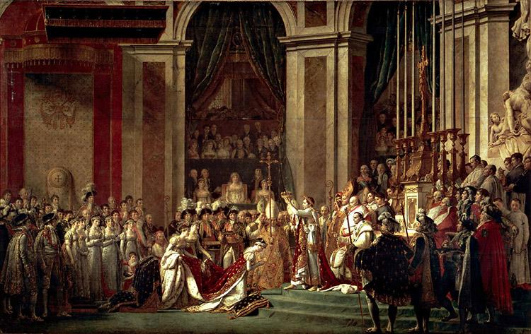 Ao tirar a coroa das mãos do Papa e coroar a si mesmo, em sua autocoroação, Napoleão tomou uma atitude que ilustrou a separação entre Igreja e Estado