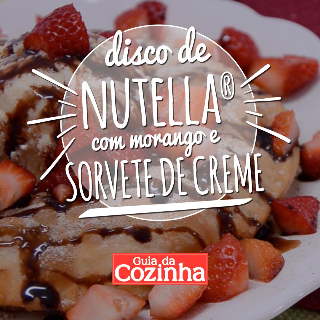 Disco de Nutella® com morango e sorvete de creme 