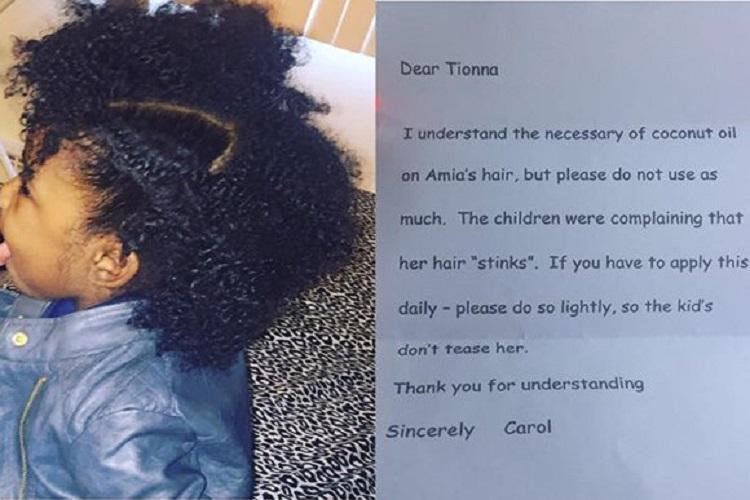 Tionna Norris recebeu um bilhete da escola em que sua filha estuda, falando sobre o cheiro do cabelo dela e ela deu a melhor resposta; confira!