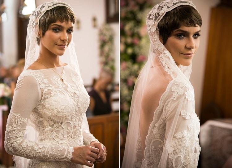 Inspire-se no vestido de noiva de Letícia, personagem da atriz Isabella Santoni na novela das nove da Globo A Lei do Amor.