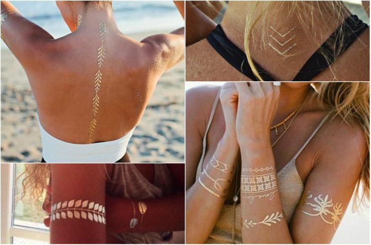 A tendência de tatuagem metalizada que foi febre em 2015 promete voltar com tudo nesse verão. Confira aqui algumas inspirações!
