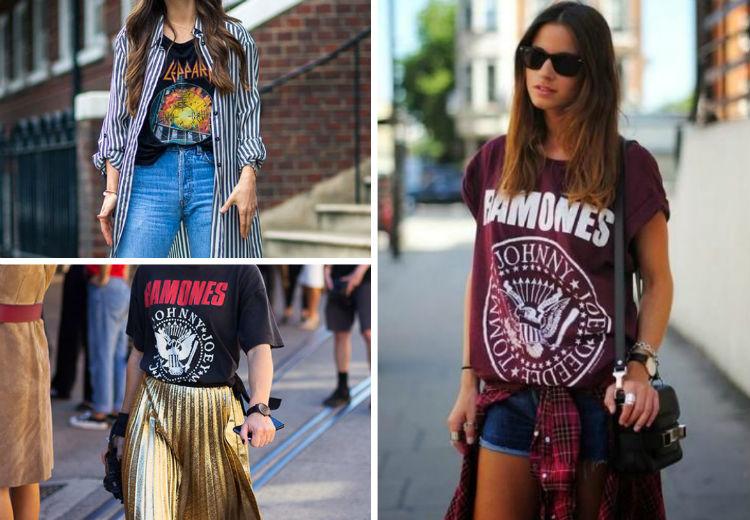 Conforto, atitude e o estilo rock and roll estão em alta no mundo fashion. Confira 10 formas estilosas de usar camisetas de banda com muito estilo!