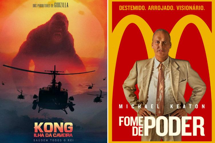 Pegue a pipoca quentinha e vem ver as estreias da sessão cinema desta semana! Tema aventura Kong: A Ilha da Caveira, a biografia Fome de Poder e muito mais.