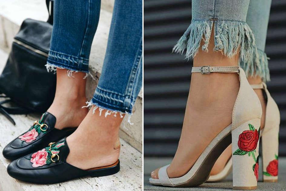 O bordado já é febre nas peças jeans e também será tendência nos pés em 2017. Veja fotos de sapato com bordado floral e apaixone-se!