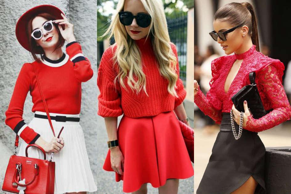 O vermelho exala feminilidade, elegância e permite combinações em uma variedade de estilos. Confira a galeria de looks com a cor do momento!