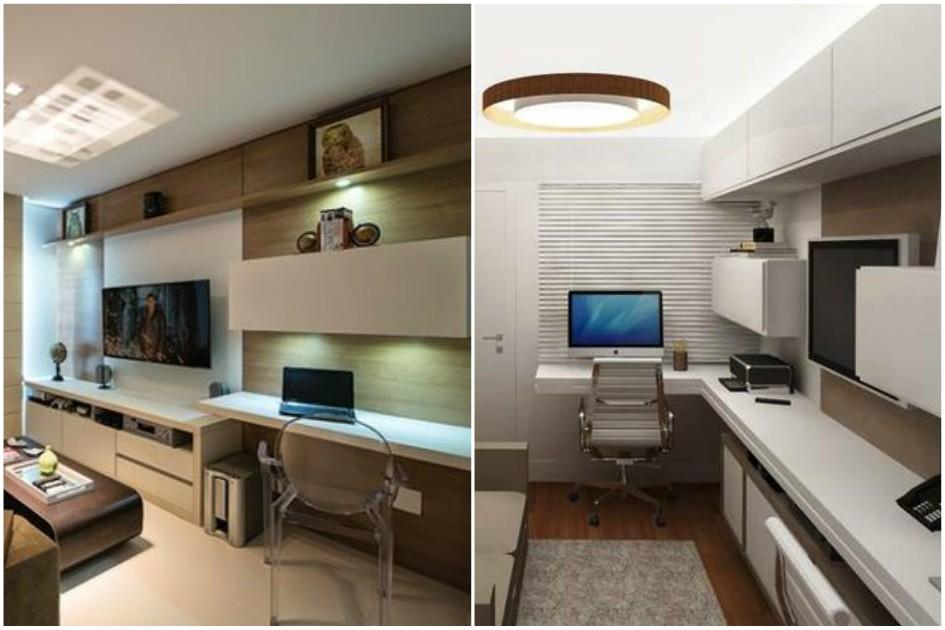 Quer um cantinho para trabalhar em casa mas não tem espaço? Confira 6 projetos de sala e escritório integrados para se inspirar!