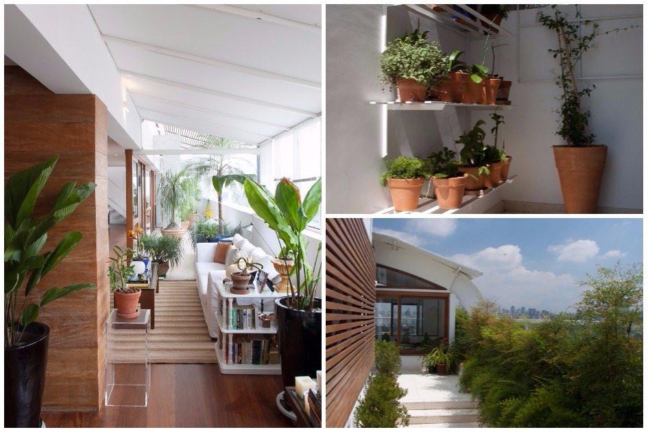 Apartamento duplex estiloso decorado com plantas 