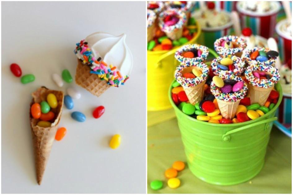 Ideias de docinhos no cone de sorvete para a festa ficar mais divertida 