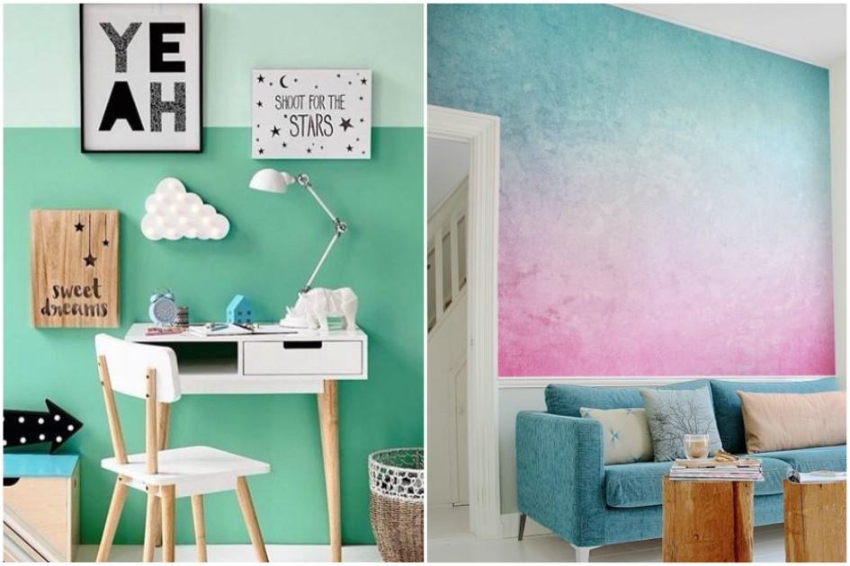Em duas cores bem contrastantes ou com efeito degradê, a moda da parede bicolor vai modernizar os ambientes da sua casa. Veja ideias para fazer também!