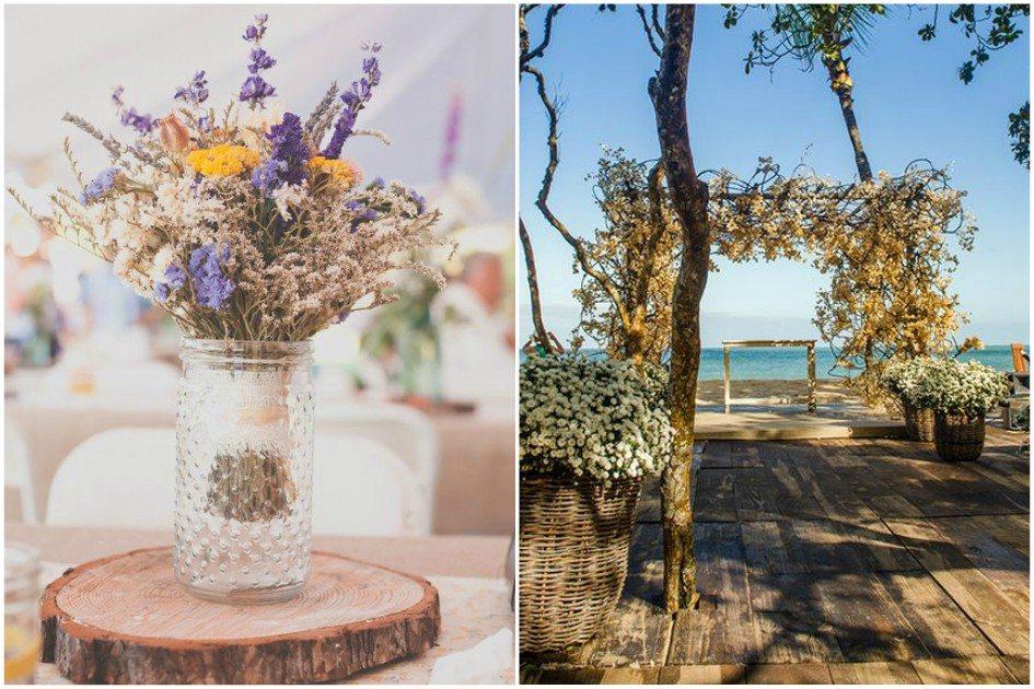 Em um casamento de estilo rústico, invista nas flores secas na decoração e deixe o ambiente lindo! Veja ideias e inspire-se para fazer o seu