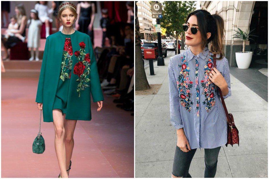 As fashionistas já desfilam pelas ruas a nova tendência que promete bombar em 2018: a roupa floral bordada. Confira como usar e ficar na moda!