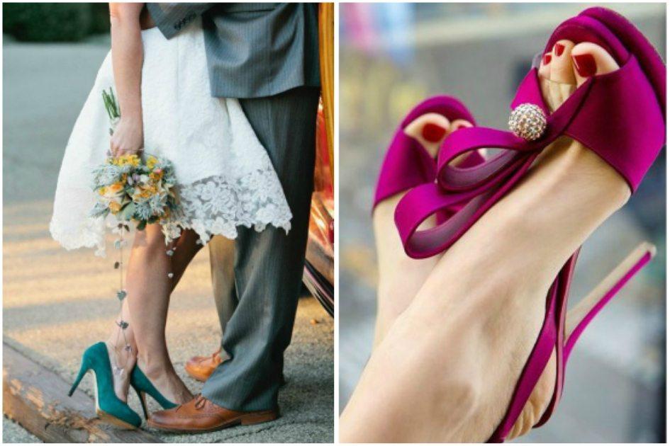 A moda também está nos casamentos, assim como as tendências. Os sapatos coloridos dão outros olhares para o dia tão especial das noivas