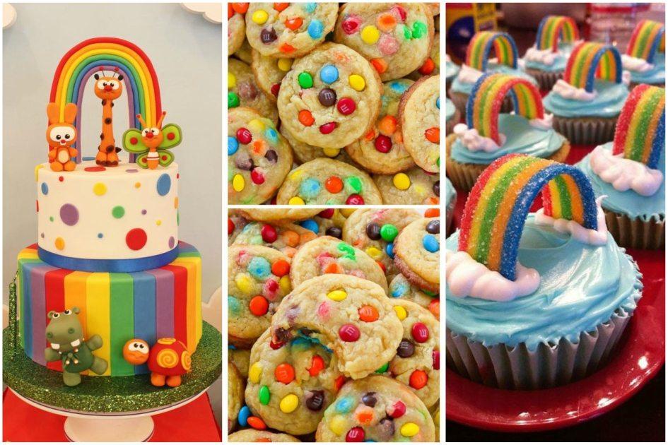 Tudo que há dentro de uma festinha infantil, será alvo de um toque colorido para a sua festa. Com o tema arco-íris, a sua festa será divertida e alegre.