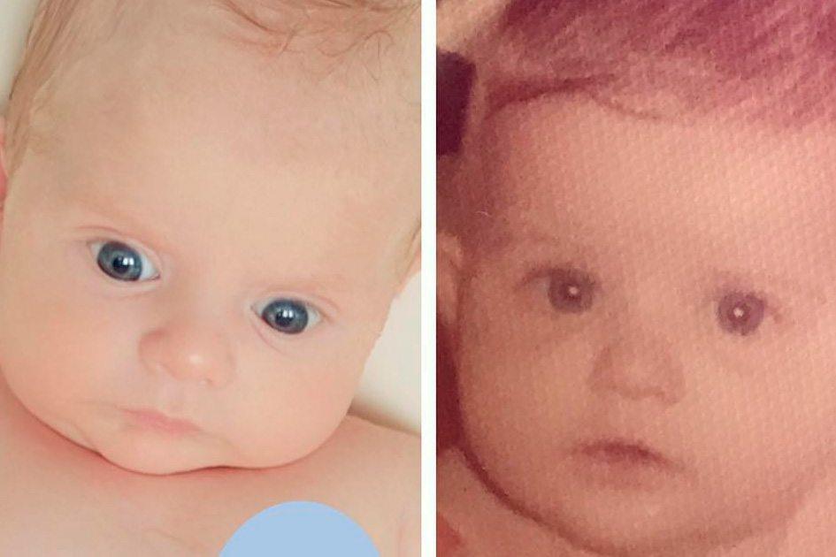 Karina Bacchi posta foto de quando era bebê e faz comparação com o filho Enrico 