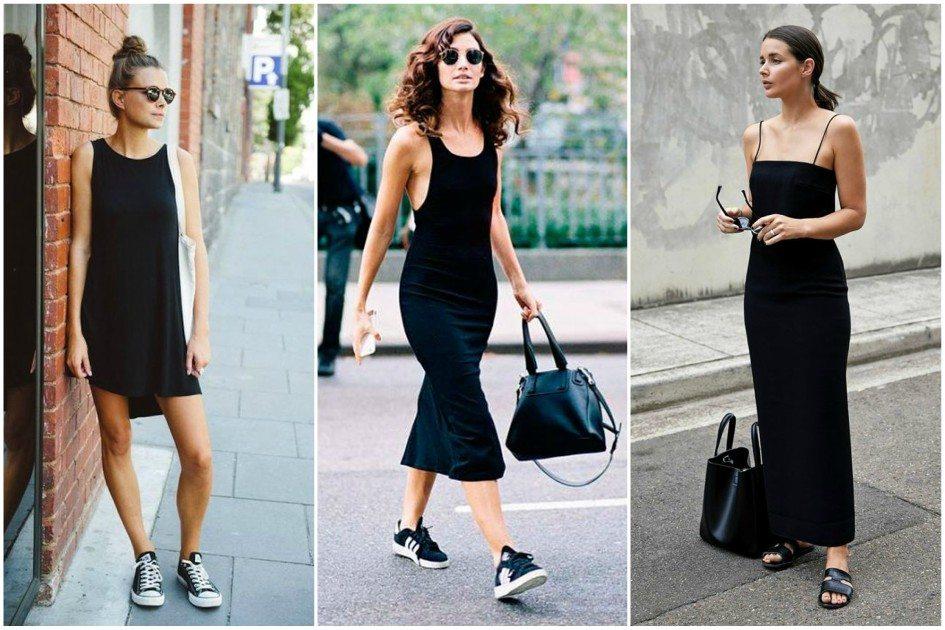 15 inspirações de looks com vestido preto básico para o dia a dia 