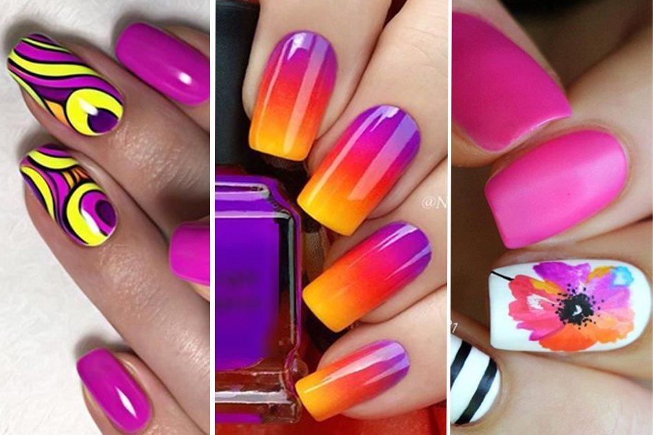 A tendências das cores vivas, principalmente para o verão, também chega aos esmaltes! Inspire-se em fotos de nail art com cores quentes e arrase na estação!