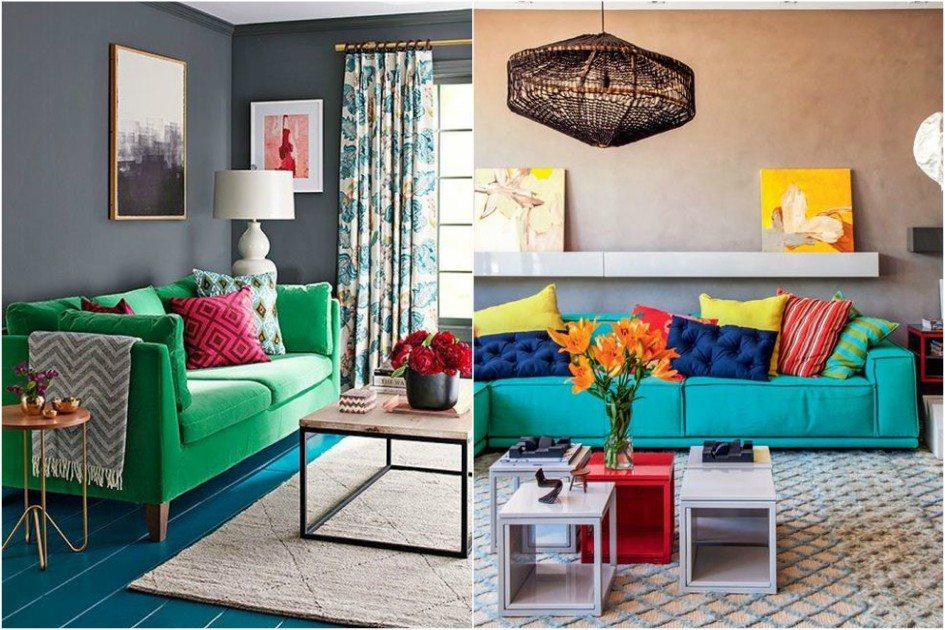 Use o móvel como destaque na sua decoração de cores neutras! Veja 10 fotos e inspire-se para colocar um sofá colorido na sala de estar