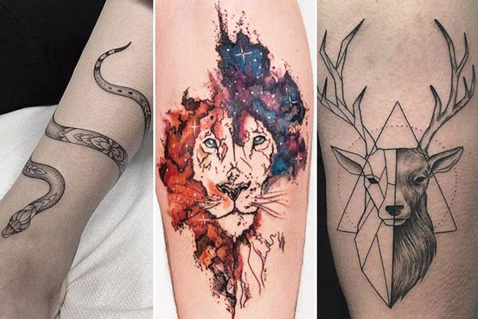 As tatuagens de animais são lindas e cheias de significados fortes. Veja fotos com diferentes estilos, desenhos e traços para ter ideias e fazer a sua!