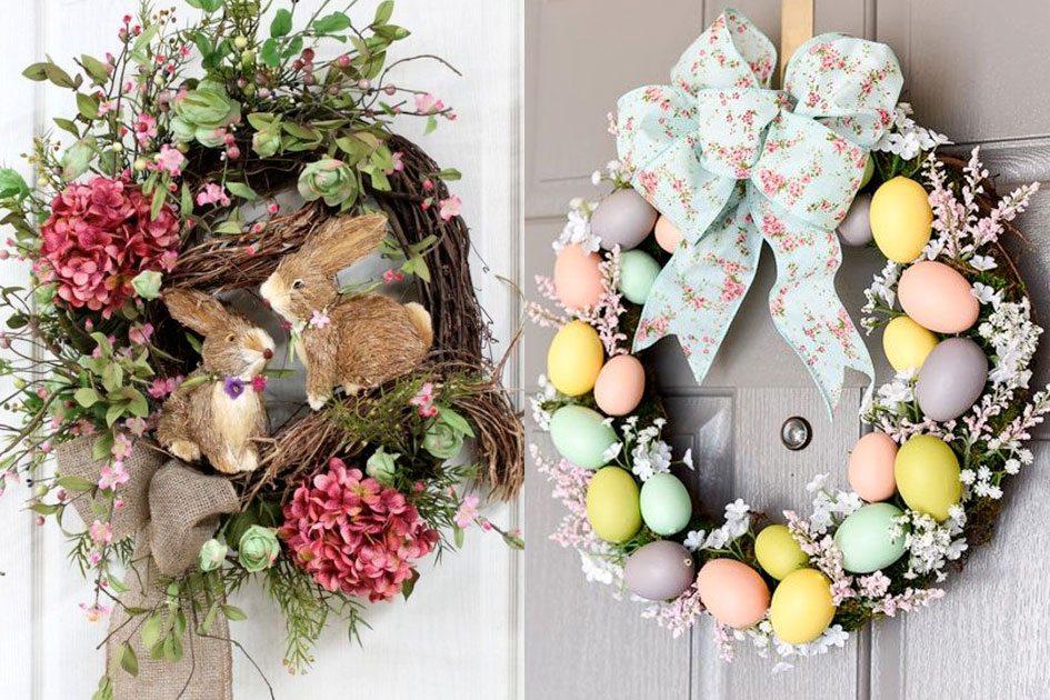 Confira uma galeria com 15 ideias de guirlandas de Páscoa para deixar a decoração da sua casa com o clima do feriado, cheia de coelhinhos e cenouras